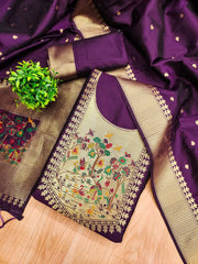AE-010 – Premium Zari Bird Design Paithani Suit