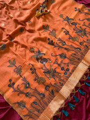 Premium Soft Muga Cotton Flowery Saree