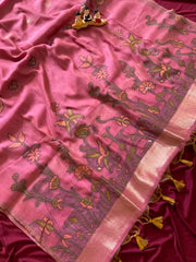Premium Soft Muga Cotton Flowery Saree
