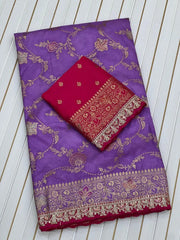 Dola Silk Flower Jaal Premium Banarasi Saree