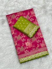 Dola Silk Zari Pallu woven Banarasi Saree