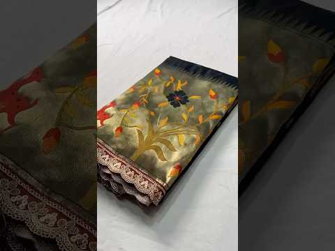 Black Soft Silk Paithani Scalloped Border Lace Saree