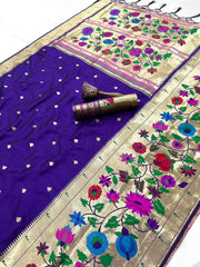 Multicolor Floral Meena Zari Pallu Paithani Saree