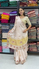 Whie Gaji Silk with Gota Patti Handwork Saree