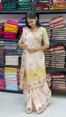 Whie Gaji Silk with Gota Patti Handwork Saree