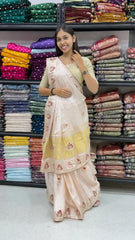 Whie Gaji Silk with Gota Patti Handwork Saree