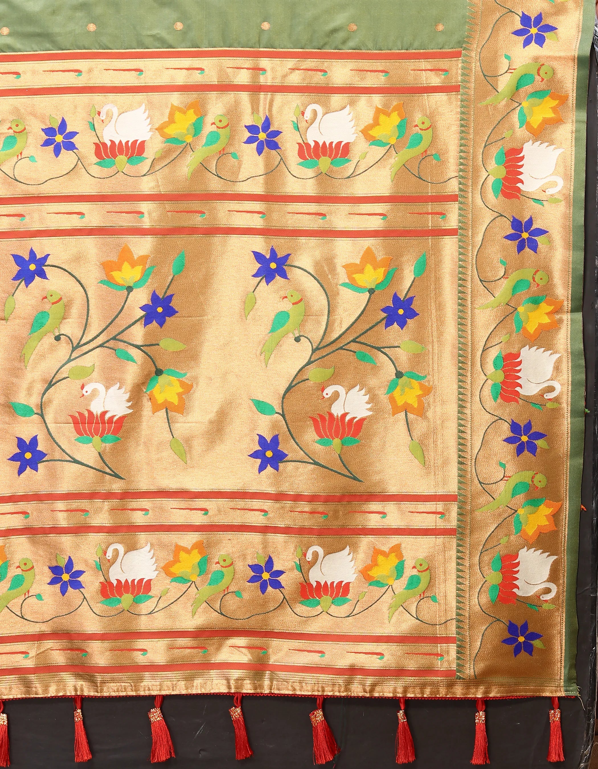 Soft Silk Meenakari Rajhans Lotus Pallu Zari Woven Saree (Product Code: AS-722)