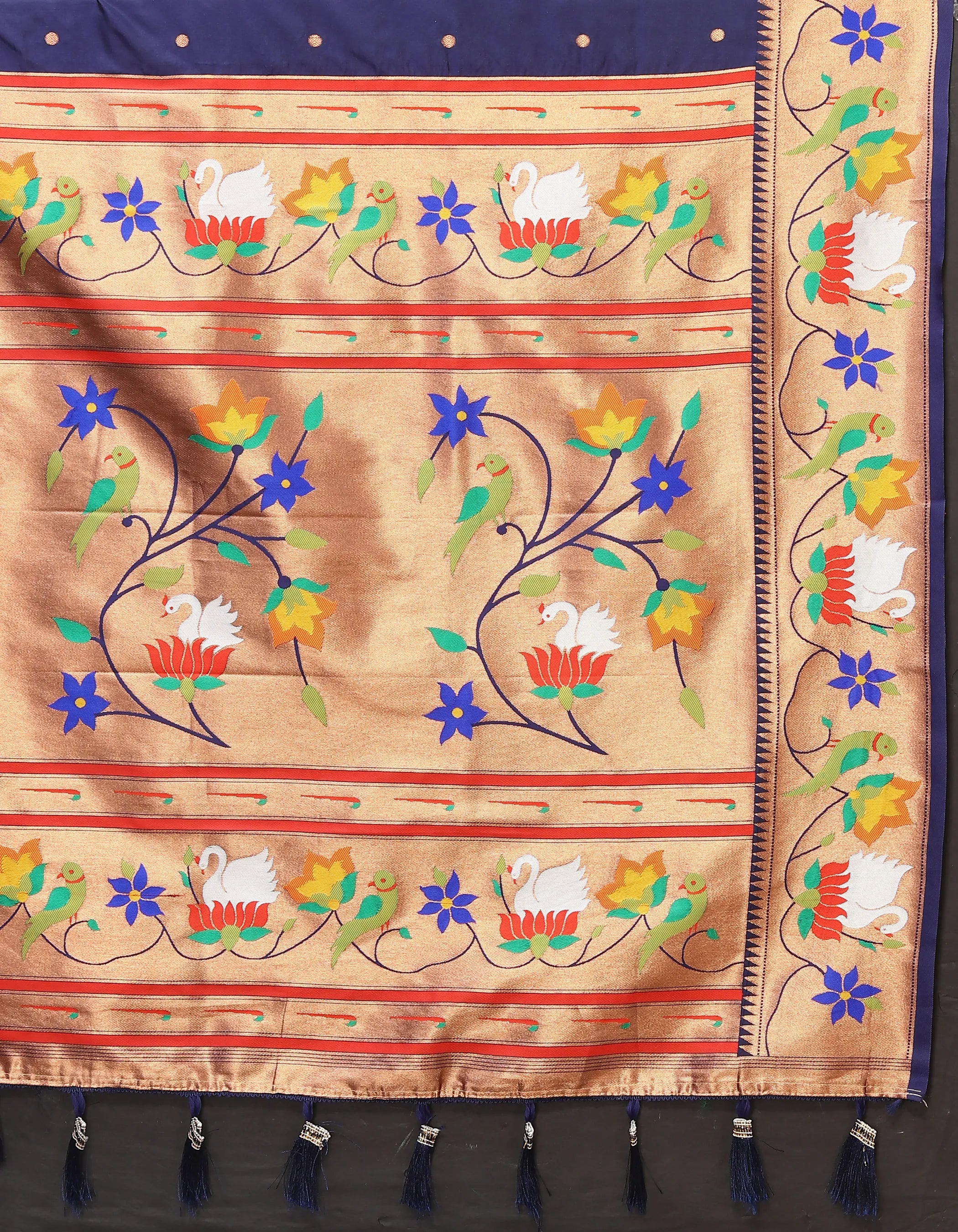 Soft Silk Meenakari Rajhans Lotus Pallu Zari Woven Saree (Product Code: AS-722)