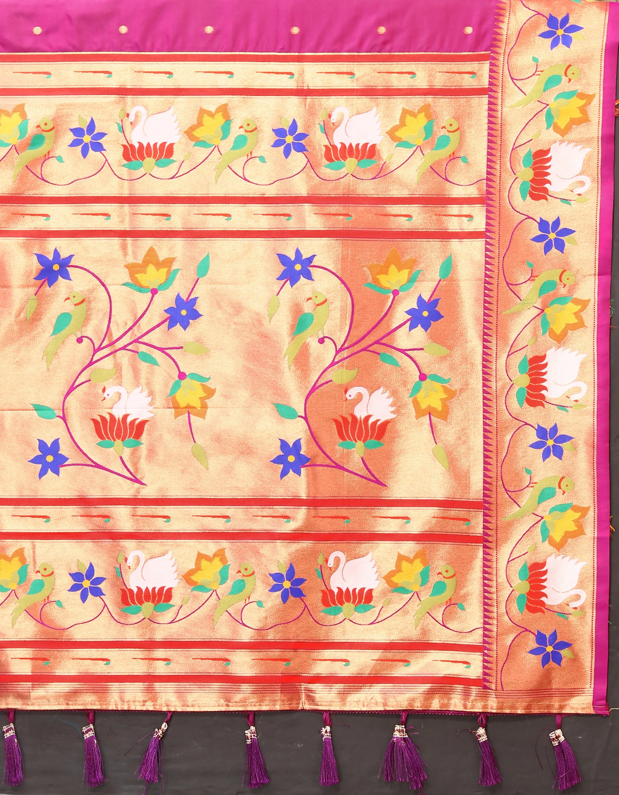 Soft Silk Meenakari Rajhans Lotus Pallu Zari Woven Saree (Product Code: AS-722)