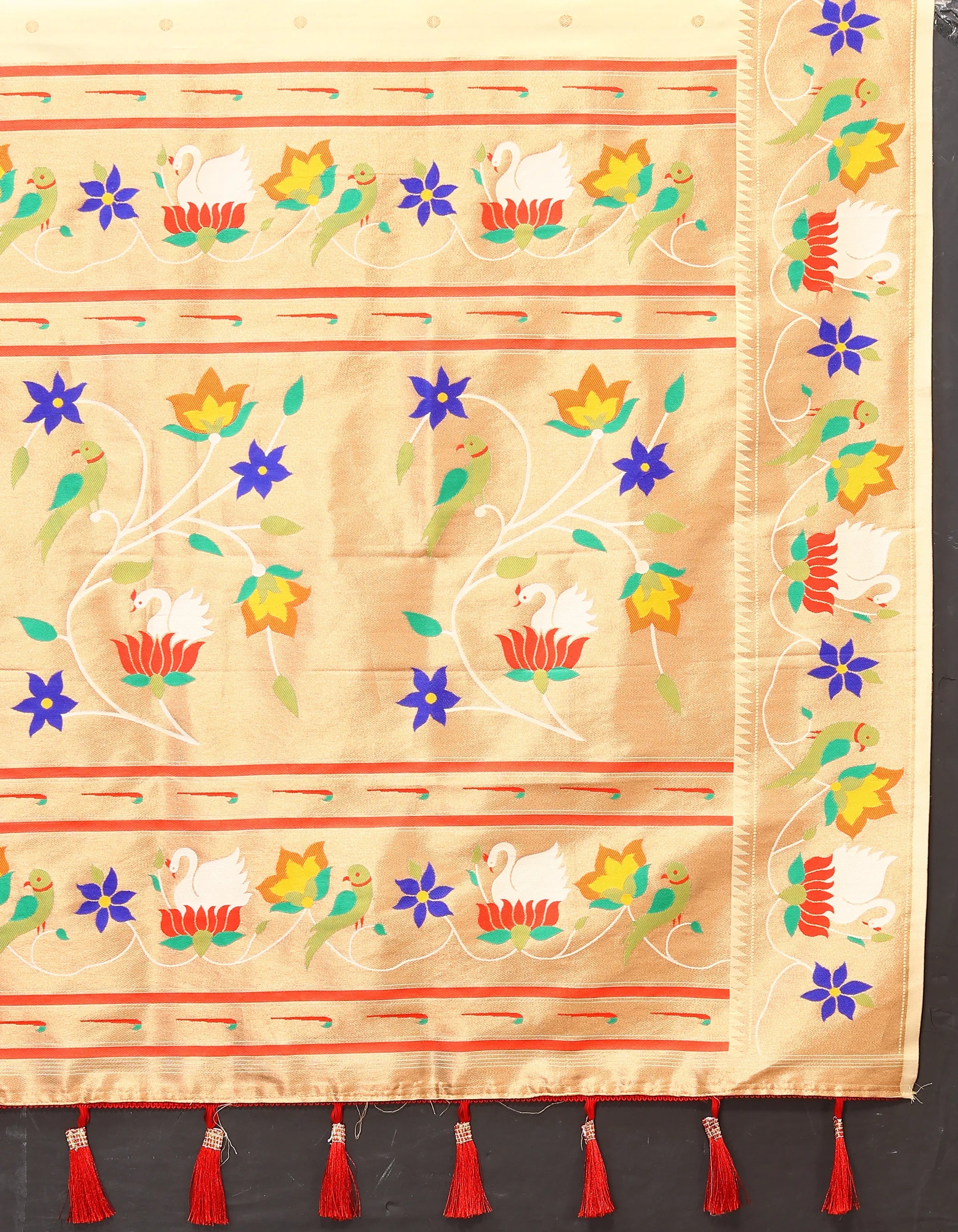 Soft Silk Meenakari Rajhans Lotus Pallu Zari Woven Saree (Product Code: AS-722)