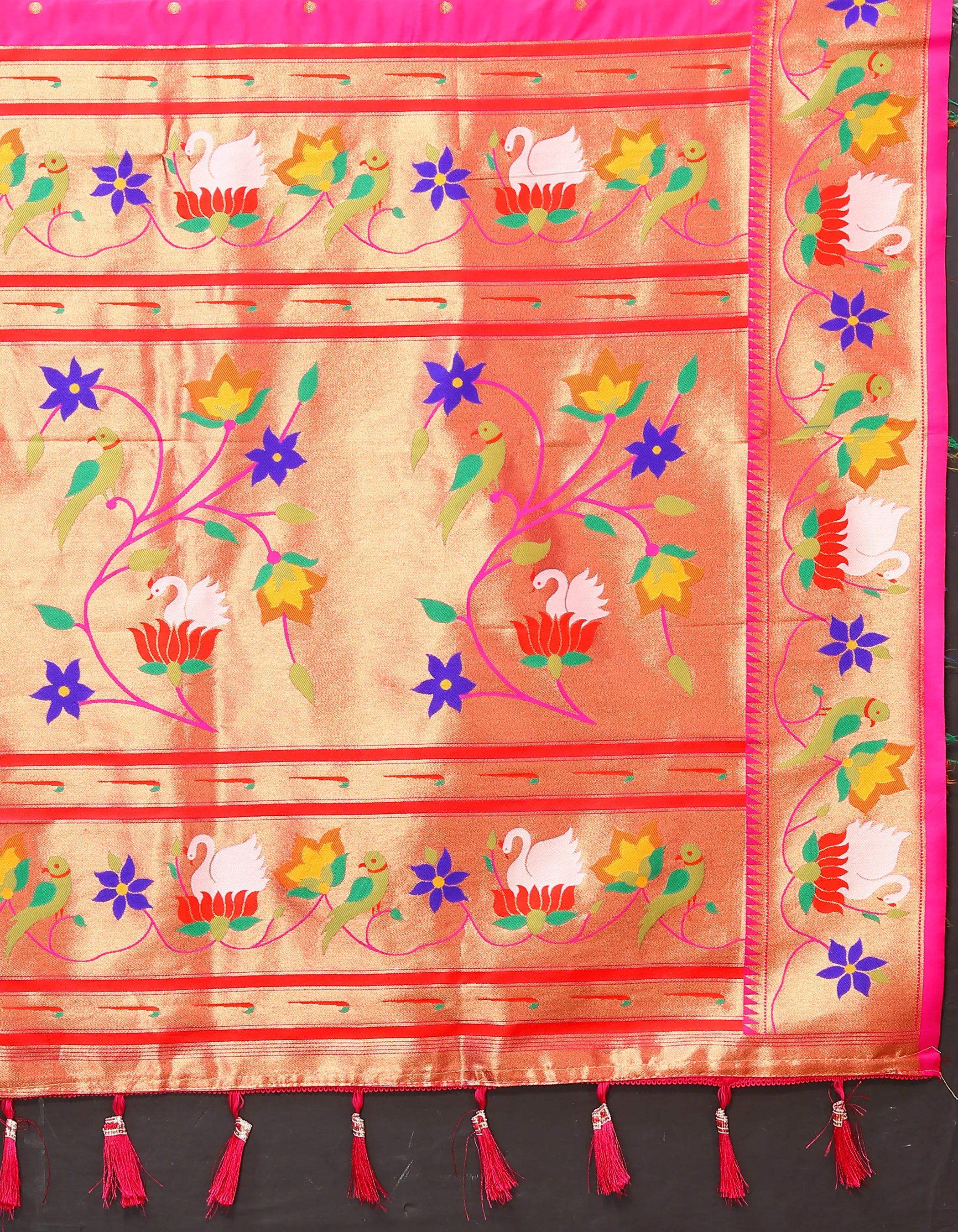 Soft Silk Meenakari Rajhans Lotus Pallu Zari Woven Saree (Product Code: AS-722)