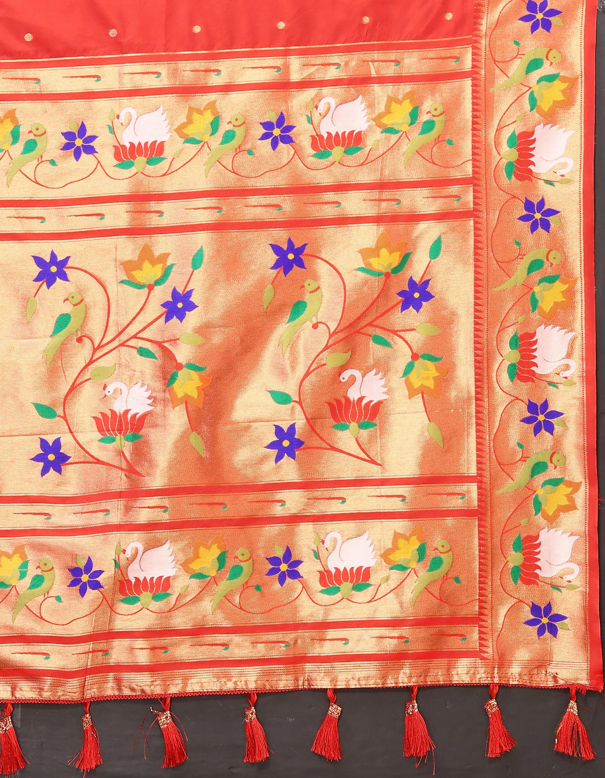 Soft Silk Meenakari Rajhans Lotus Pallu Zari Woven Saree (Product Code: AS-722)