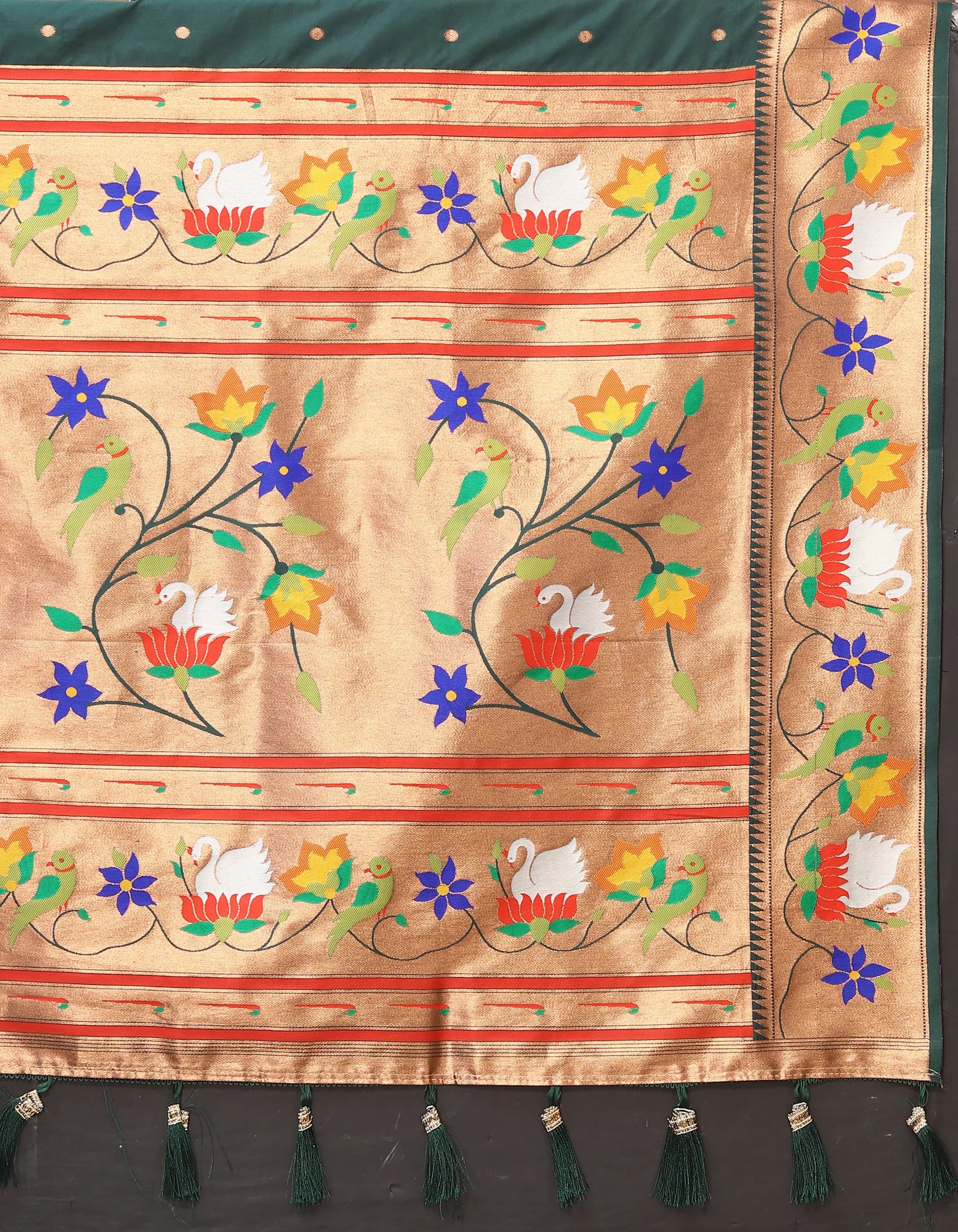 Soft Silk Meenakari Rajhans Lotus Pallu Zari Woven Saree (Product Code: AS-722)