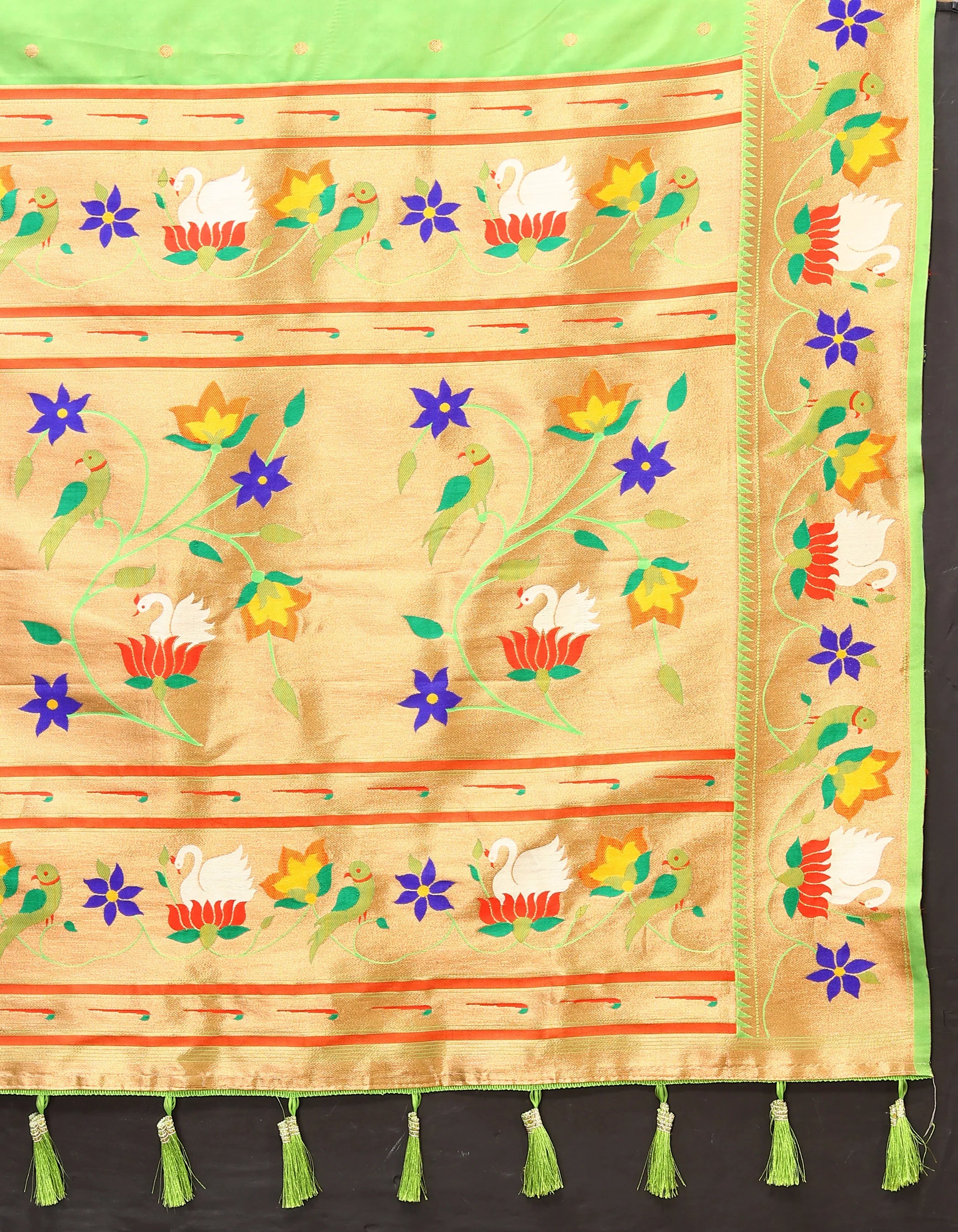 Soft Silk Meenakari Rajhans Lotus Pallu Zari Woven Saree (Product Code: AS-722)