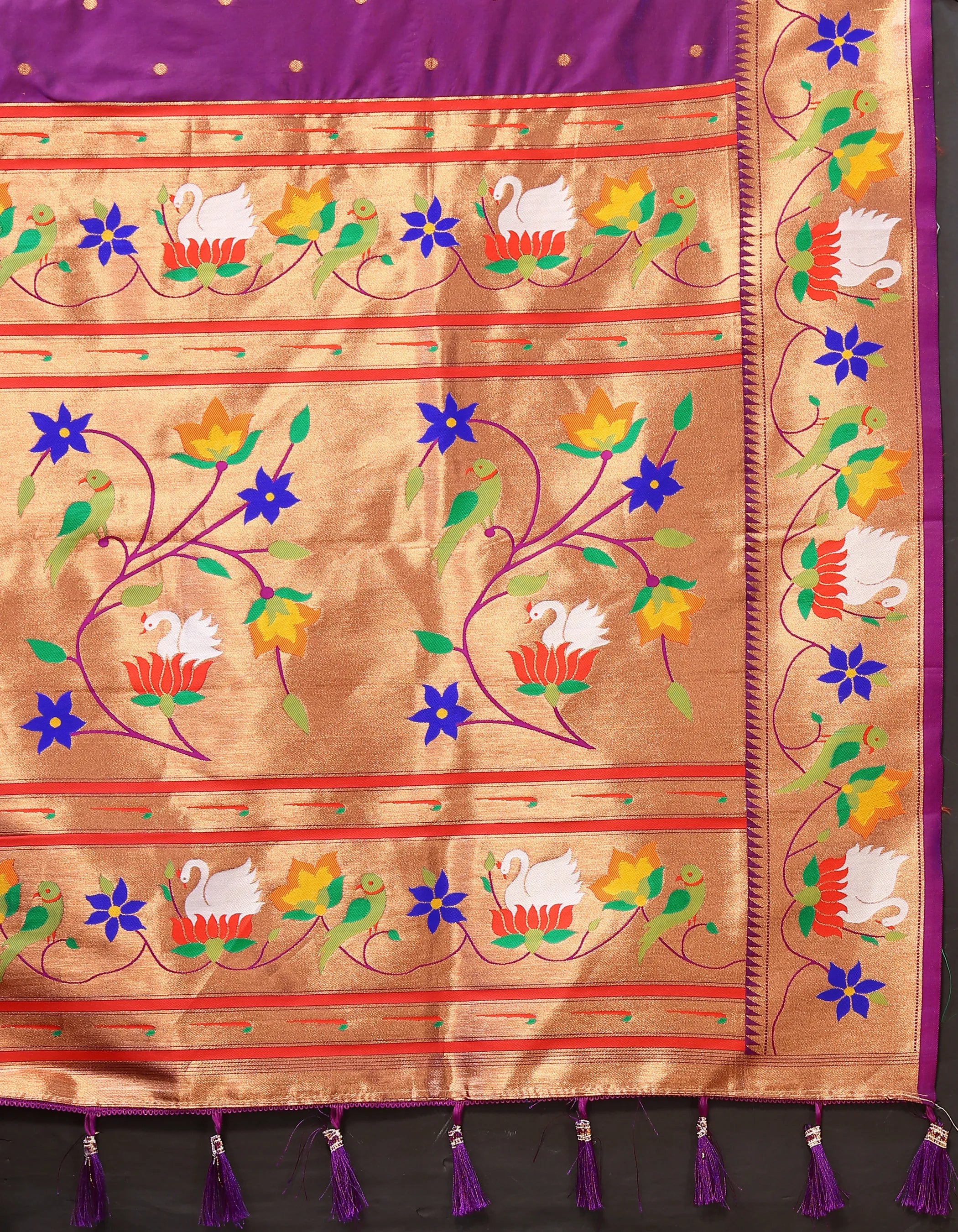 Soft Silk Meenakari Rajhans Lotus Pallu Zari Woven Saree (Product Code: AS-722)