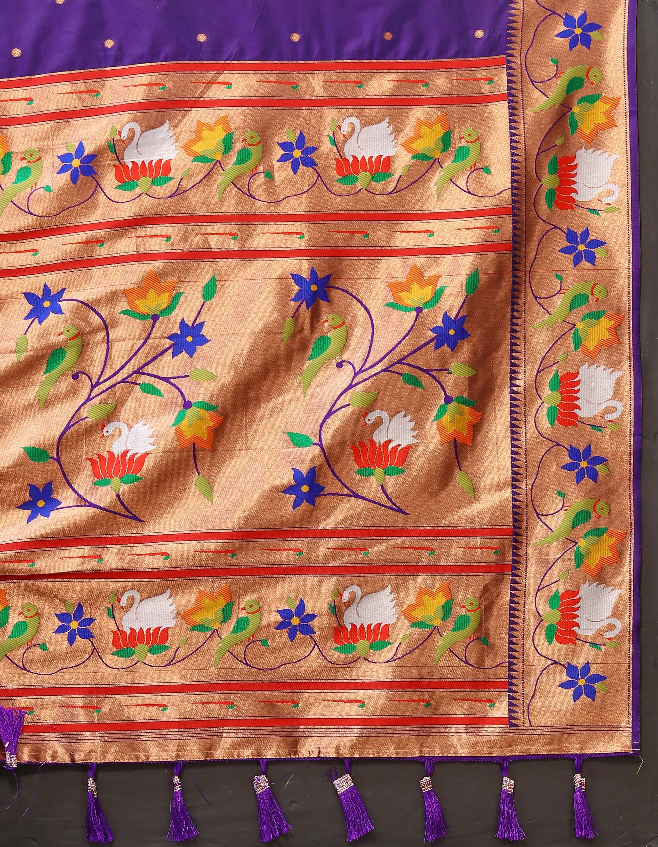 Soft Silk Meenakari Rajhans Lotus Pallu Zari Woven Saree (Product Code: AS-722)