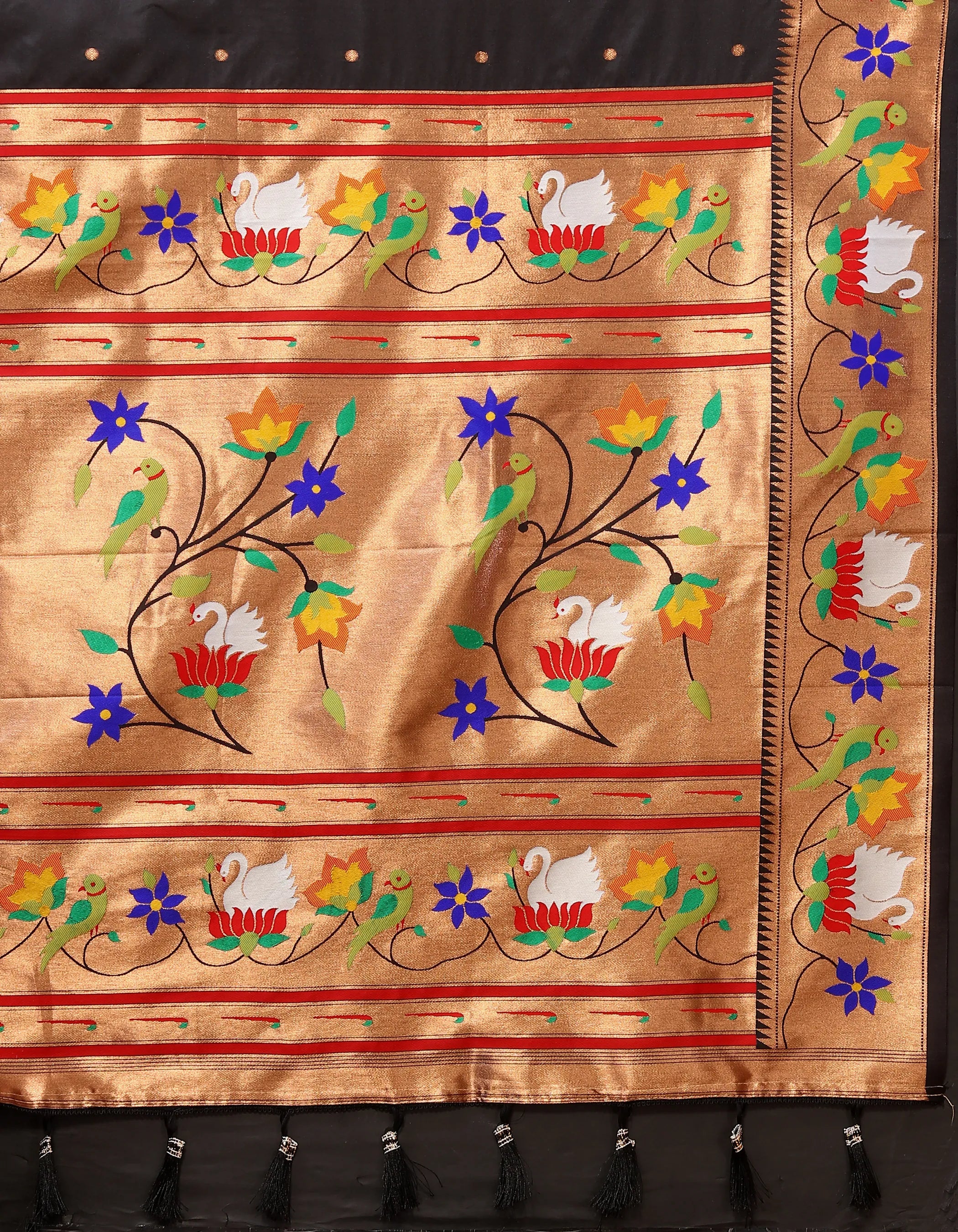 Soft Silk Meenakari Rajhans Lotus Pallu Zari Woven Saree (Product Code: AS-722)