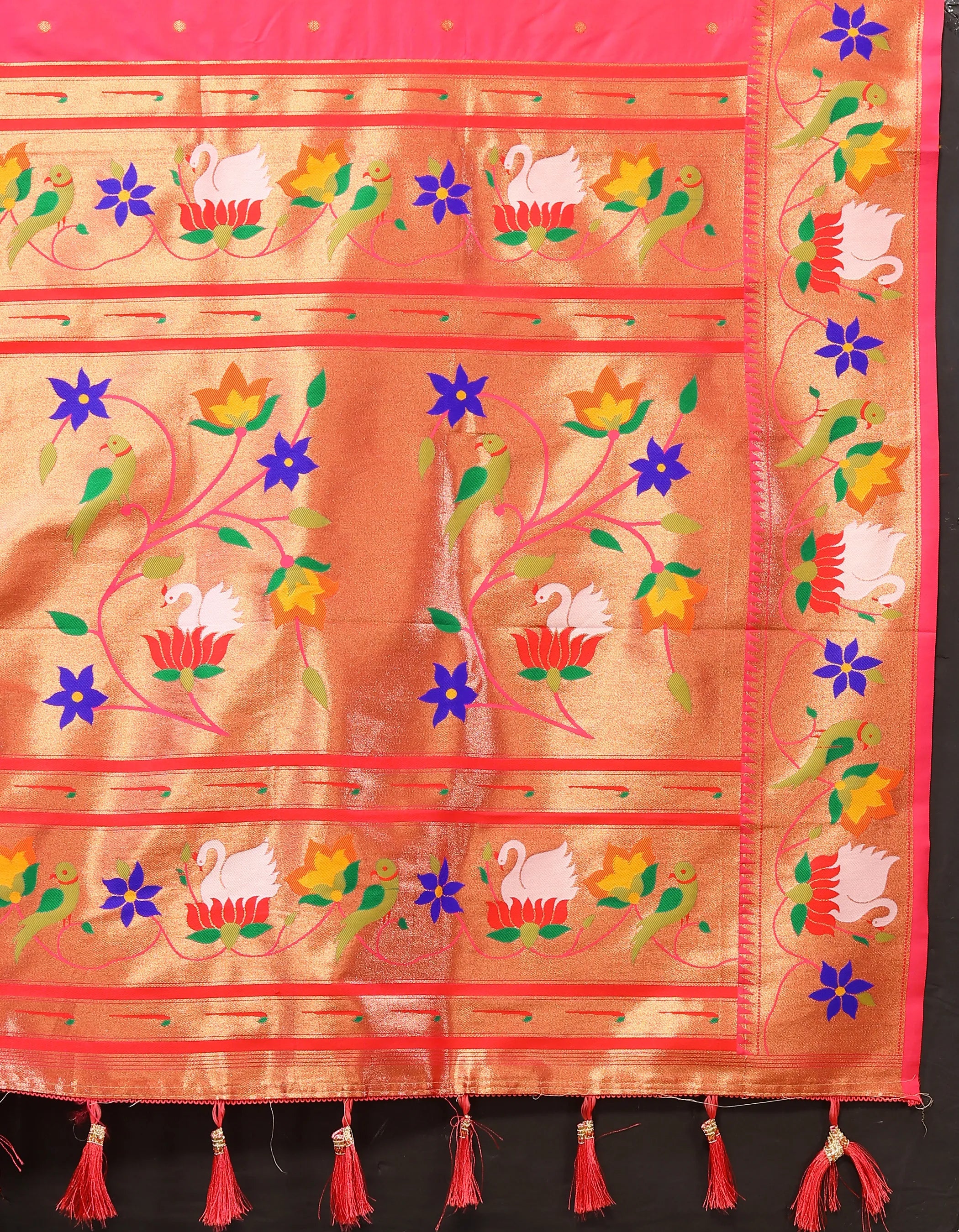 Soft Silk Meenakari Rajhans Lotus Pallu Zari Woven Saree (Product Code: AS-722)