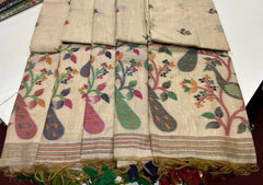 Soft Peacock Design Muga Cotton Saree