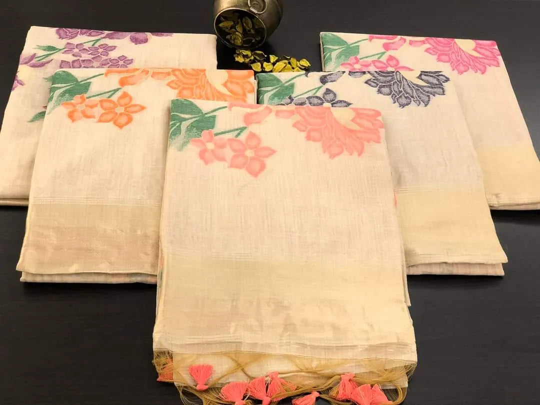 Soft Muga Silk Floral Saree