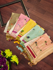 Premium Soft Muga Cotton Colorful Resham Weaving Saree