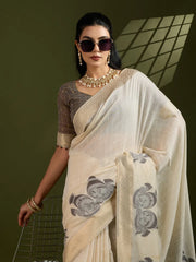 Traditional Kalamkari Muga Cotton Saree