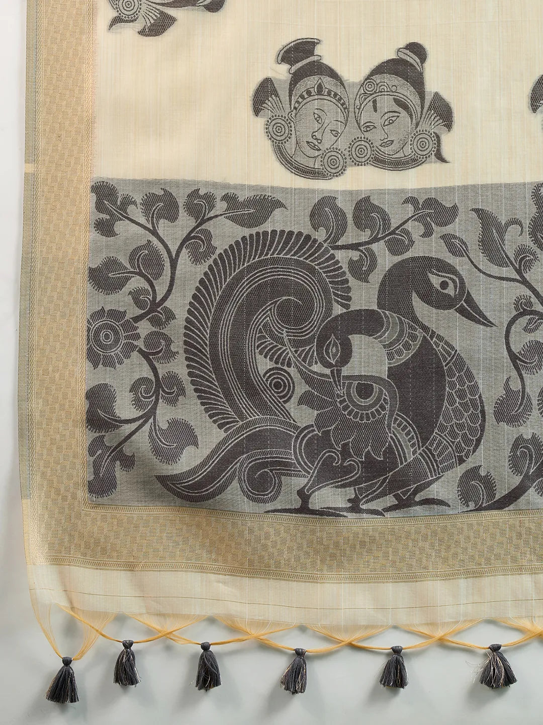 Traditional Kalamkari Muga Cotton Saree