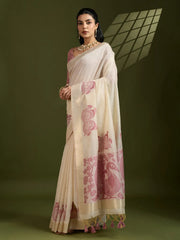 Traditional Kalamkari Muga Cotton Saree