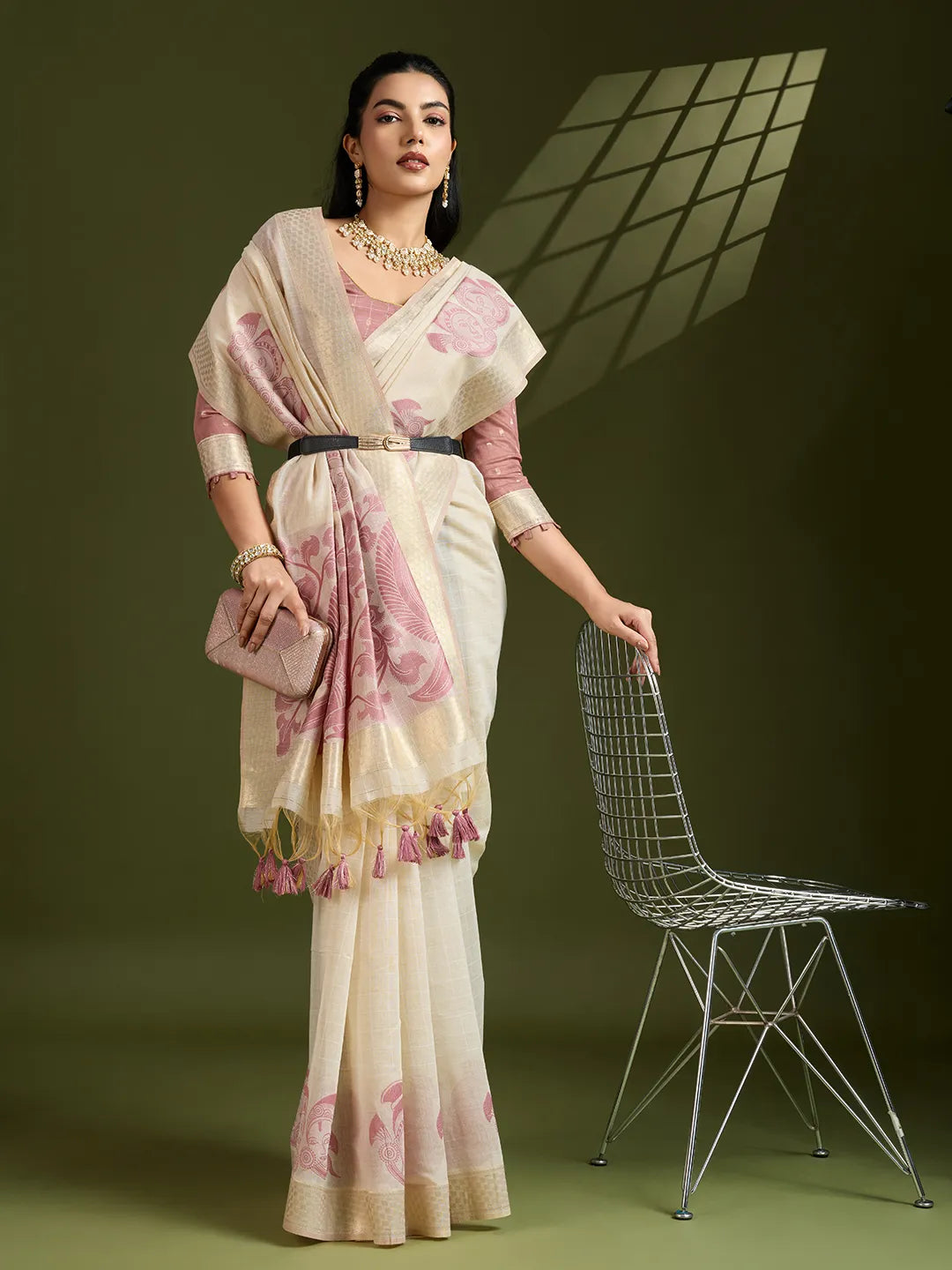 Traditional Kalamkari Muga Cotton Saree