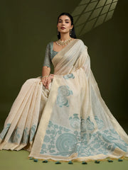 Traditional Kalamkari Muga Cotton Saree
