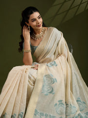 Traditional Kalamkari Muga Cotton Saree