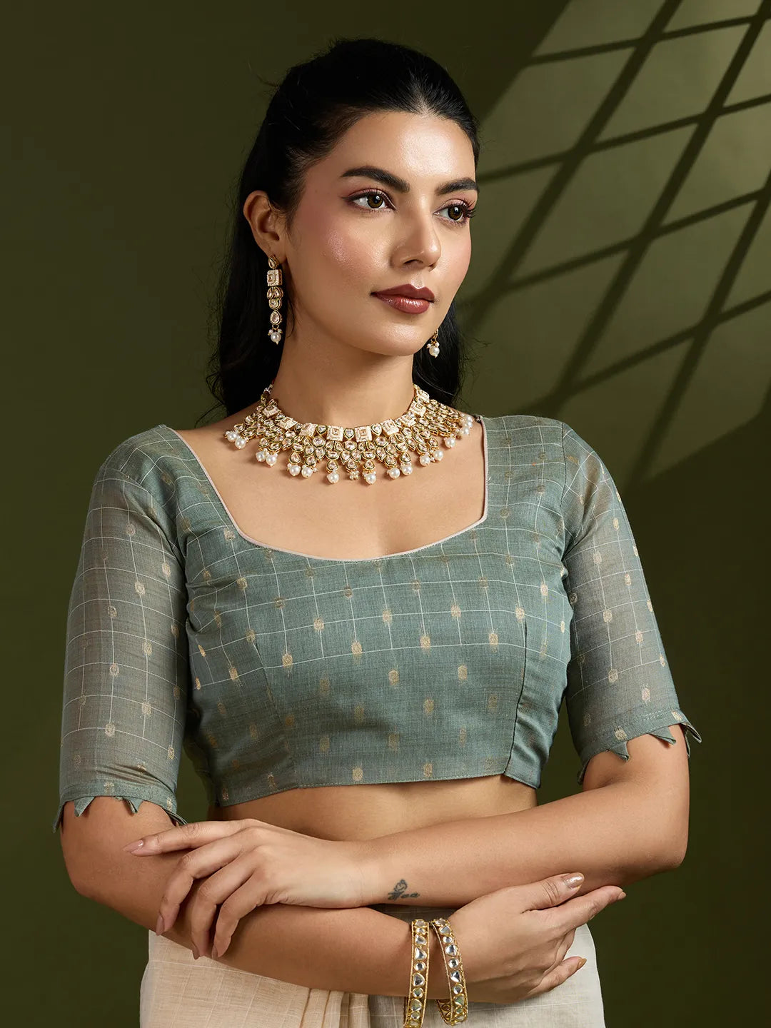 Traditional Kalamkari Muga Cotton Saree