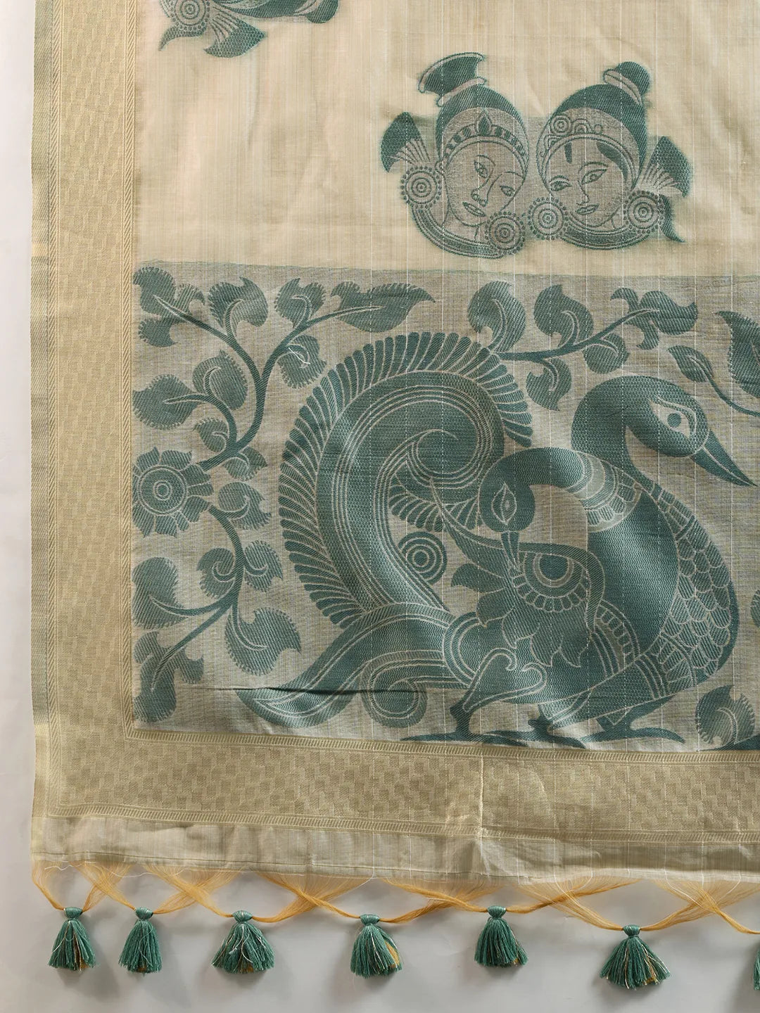 Traditional Kalamkari Muga Cotton Saree