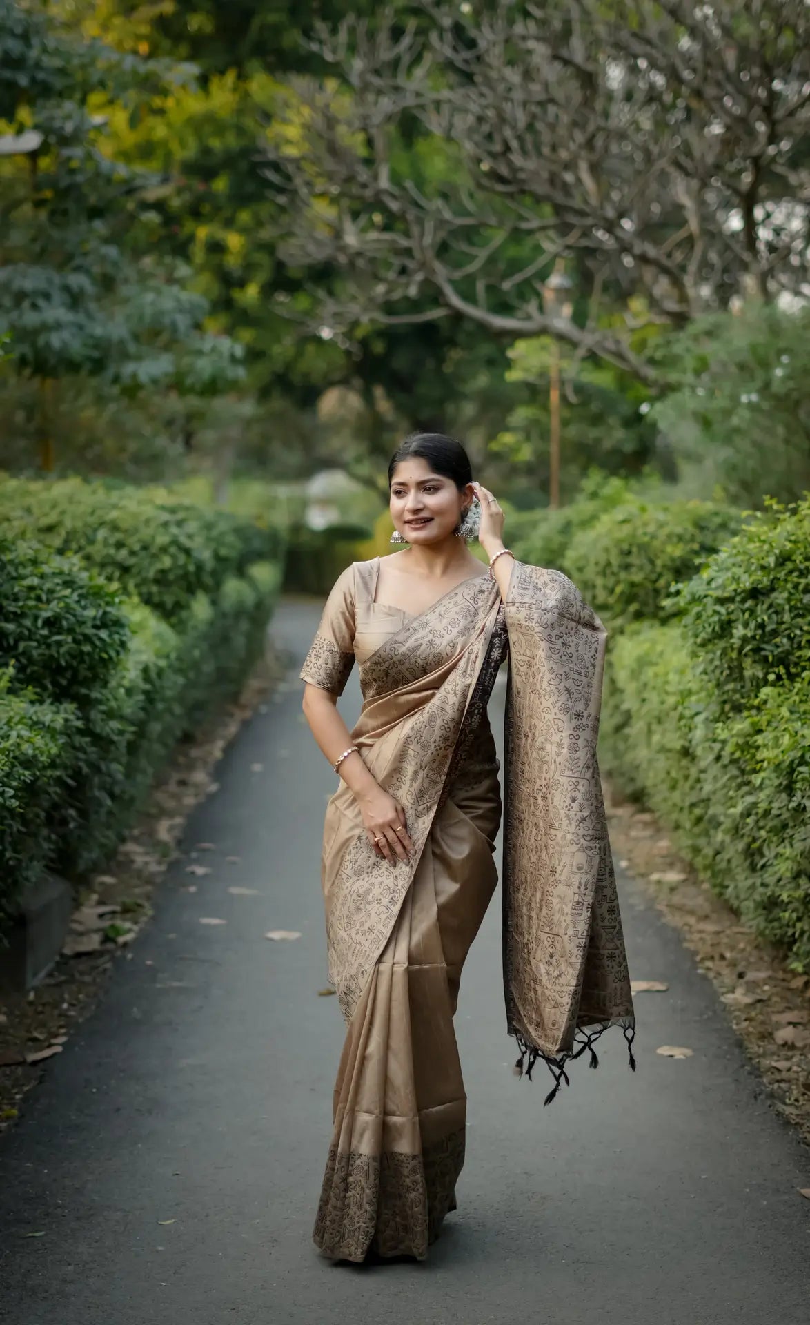 Handloom Tussar Silk Printed Saree