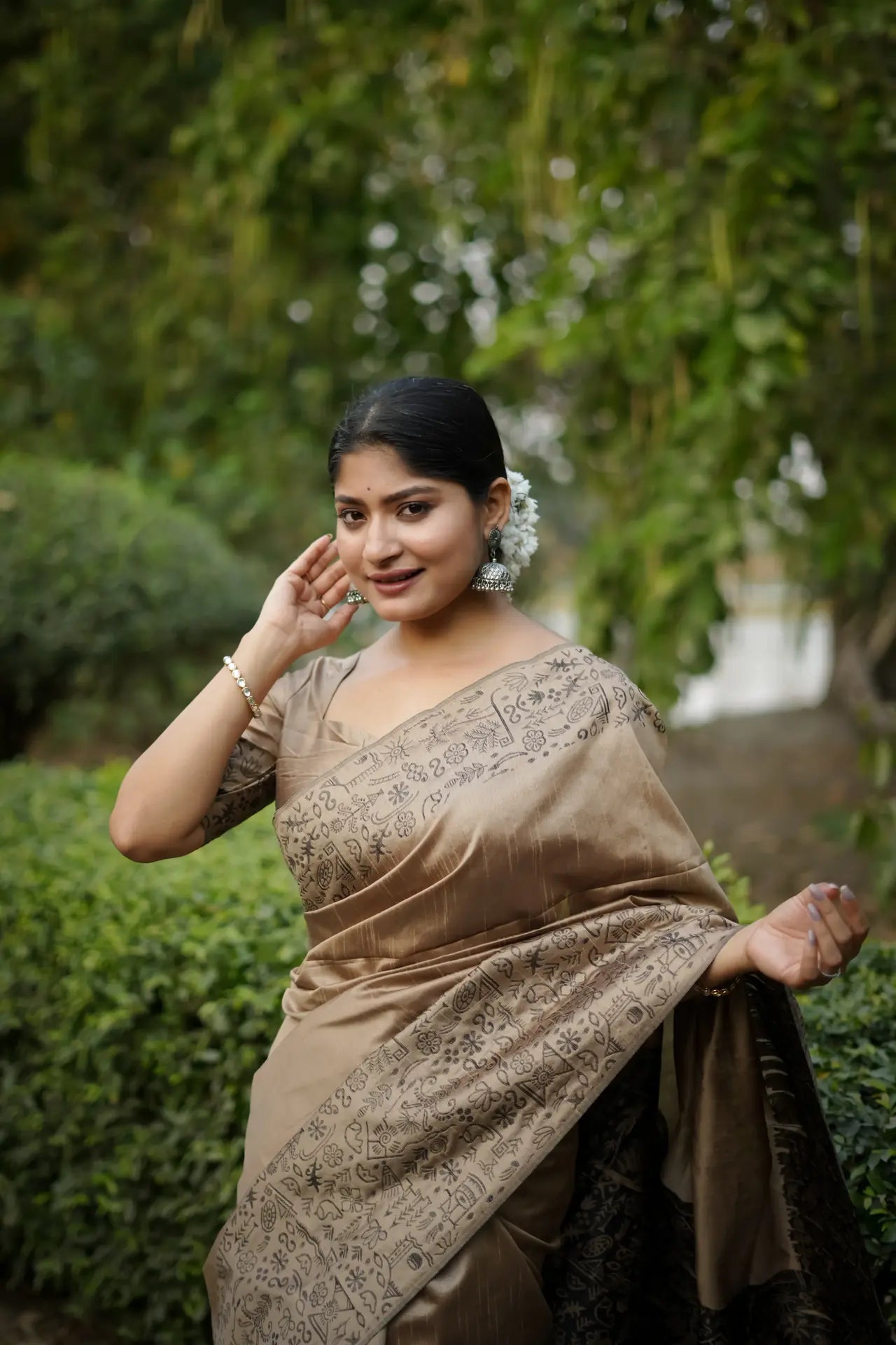 Handloom Tussar Silk Printed Saree