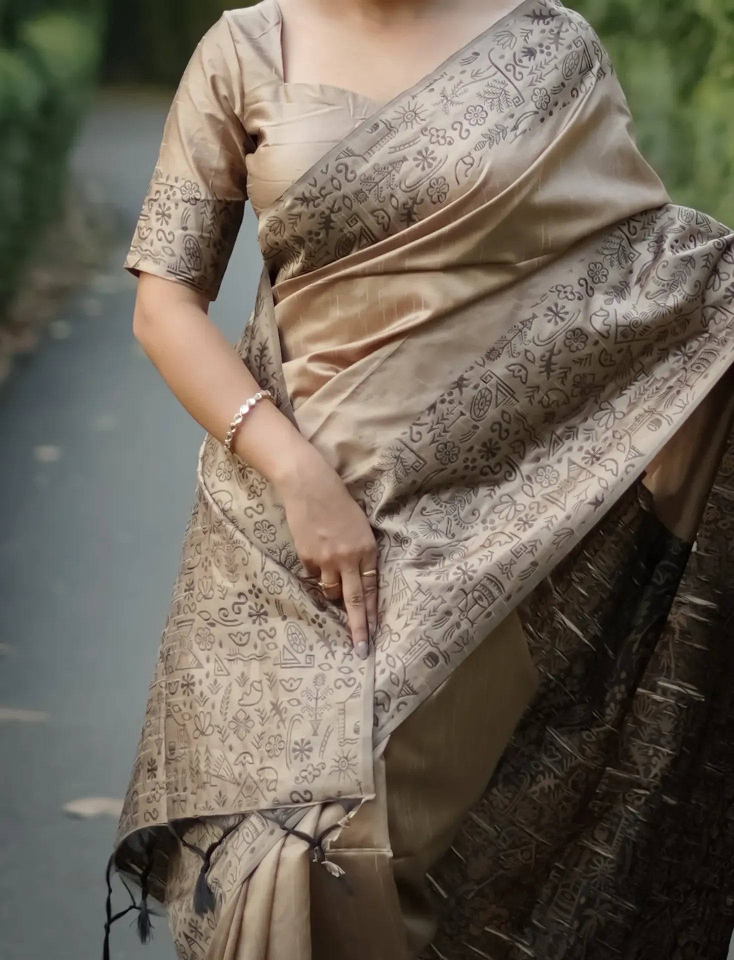 Handloom Tussar Silk Printed Saree