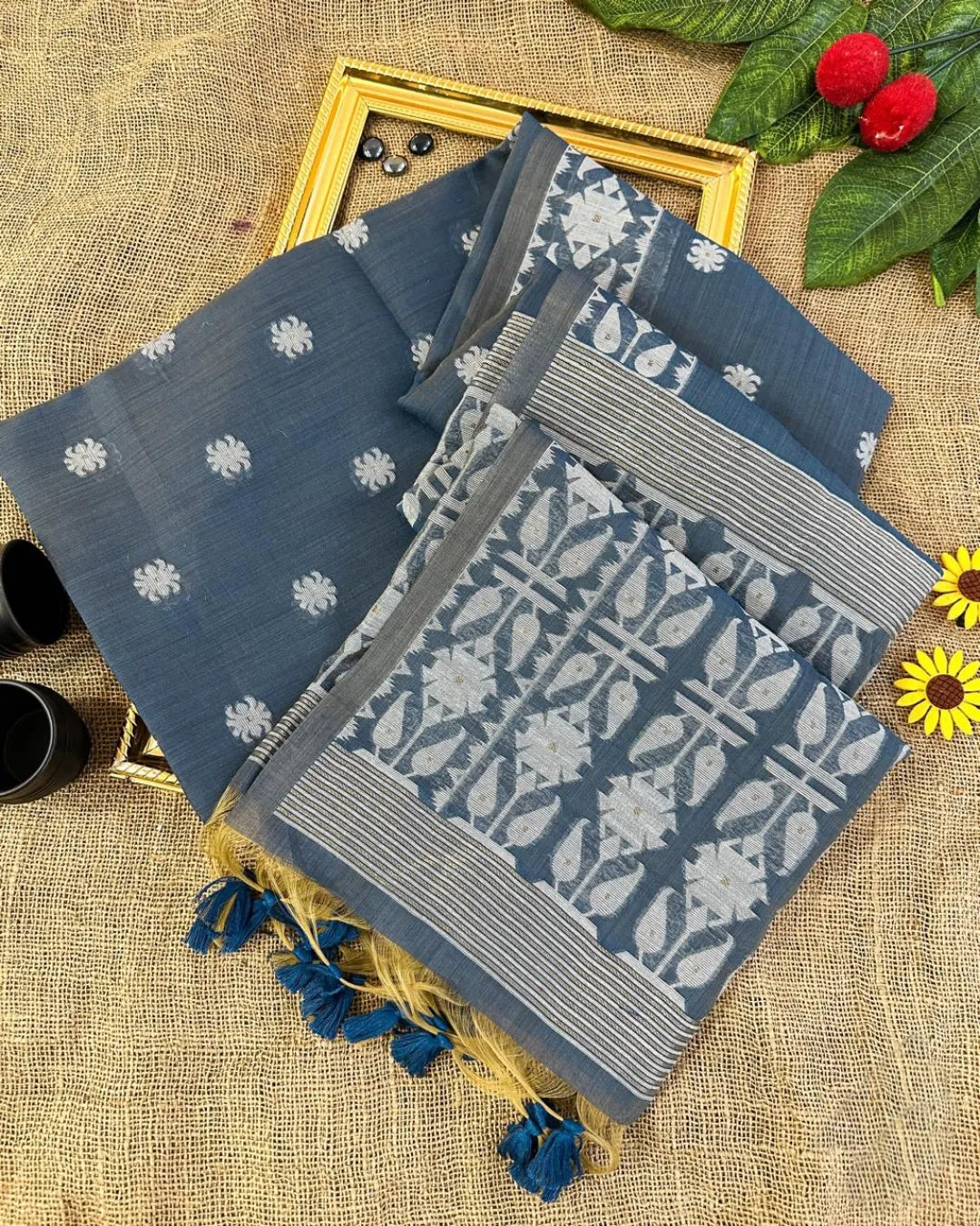 Soft Jamdani Muga Cotton Saree