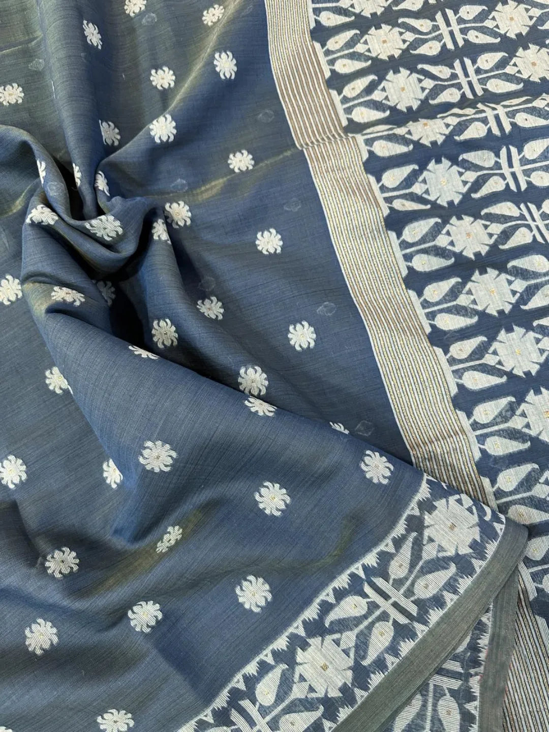 Soft Jamdani Muga Cotton Saree