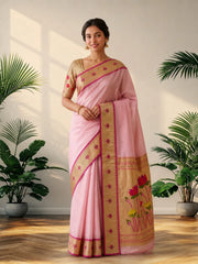 Soft Kanchipuram Tissue Silk Lotus Paithani Saree