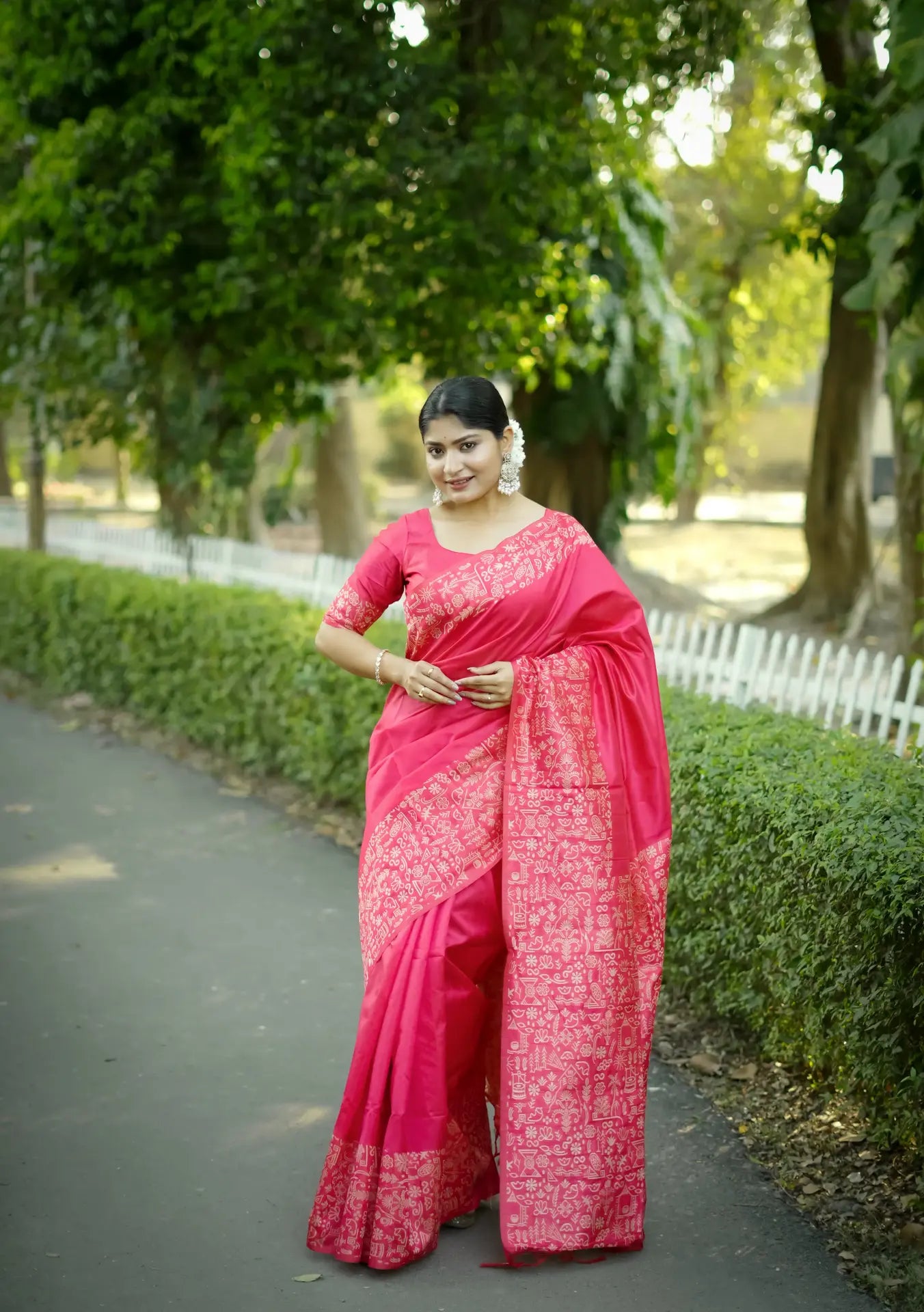 Handloom Tussar Silk Printed Saree