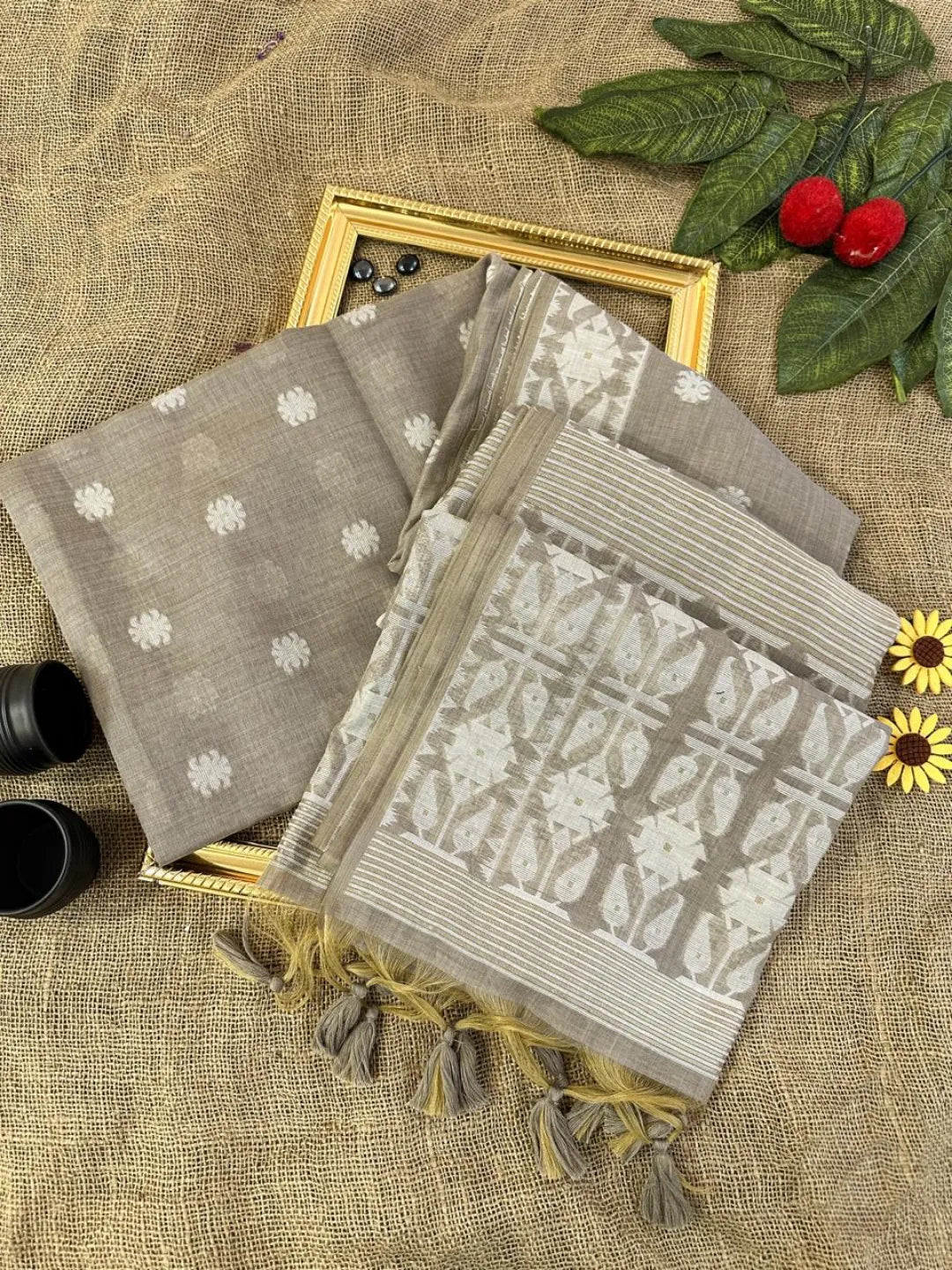 Soft Jamdani Muga Cotton Saree