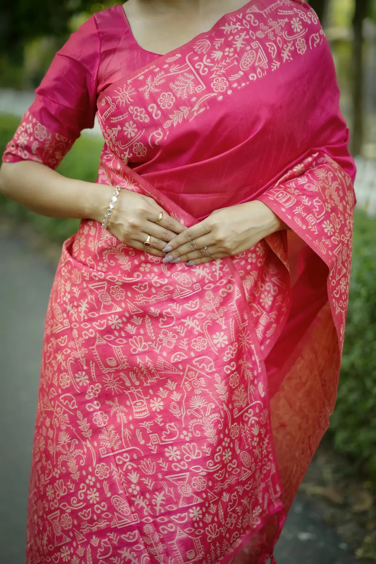 Handloom Tussar Silk Printed Saree