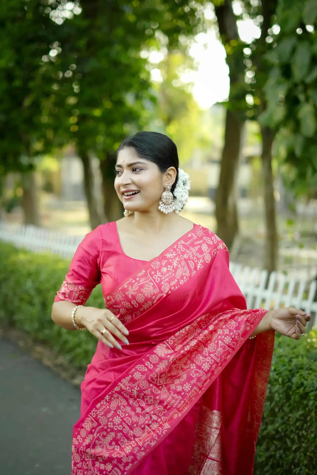 Handloom Tussar Silk Printed Saree