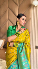 Ikkat Soft Silk Patola Guranted Fabric Saree