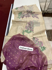 Floral Weave Muga Cotton Saree