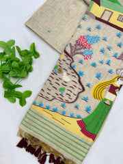 Premium Soft Muga Cotton Jamdani Saree