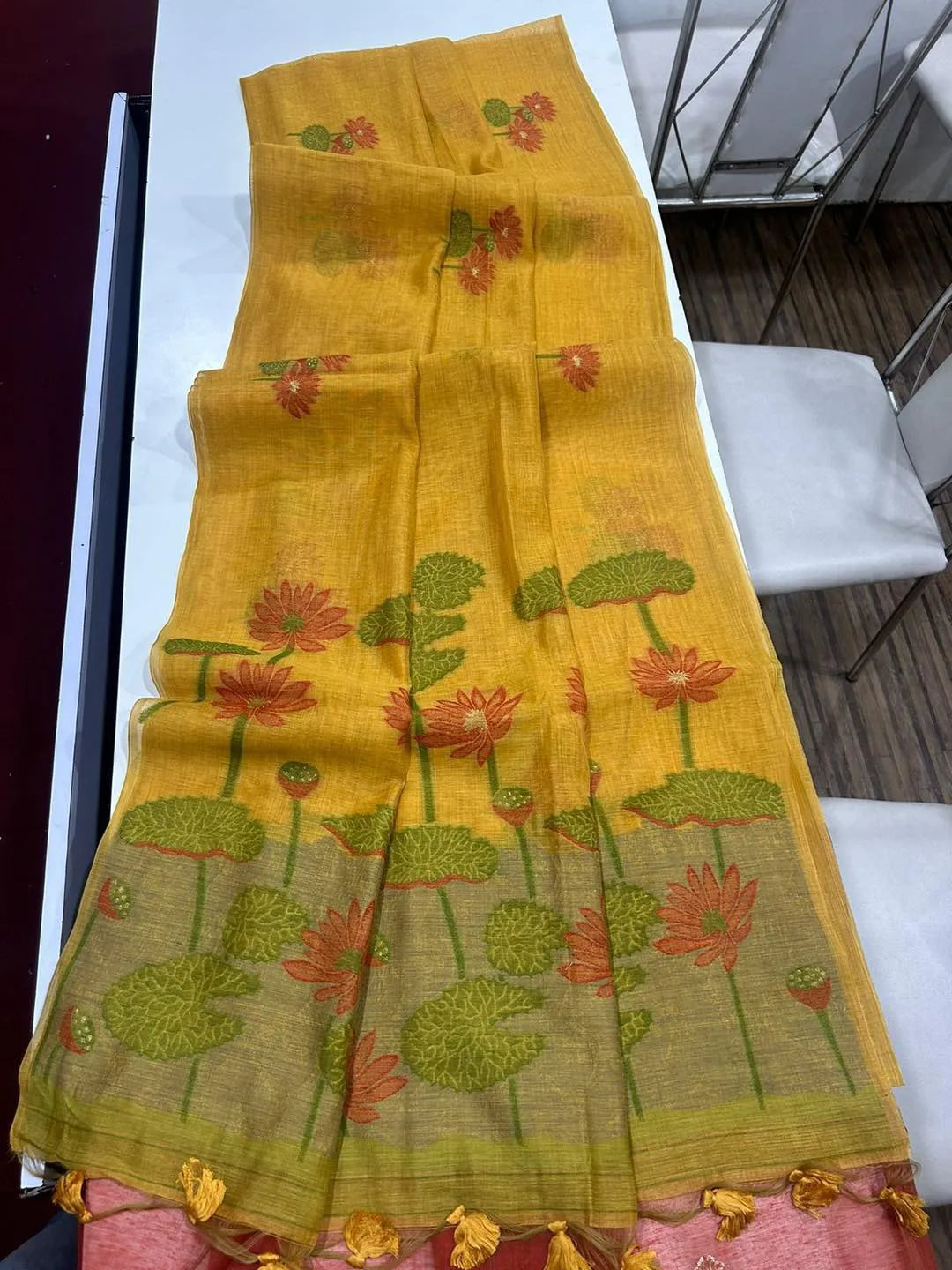 Premium Soft Pichwai Pallu Muga Cotton Saree