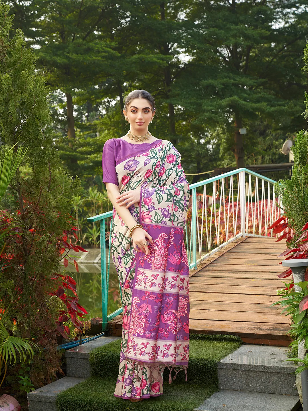 Soft Tussar Silk Kalamkari Printed Saree