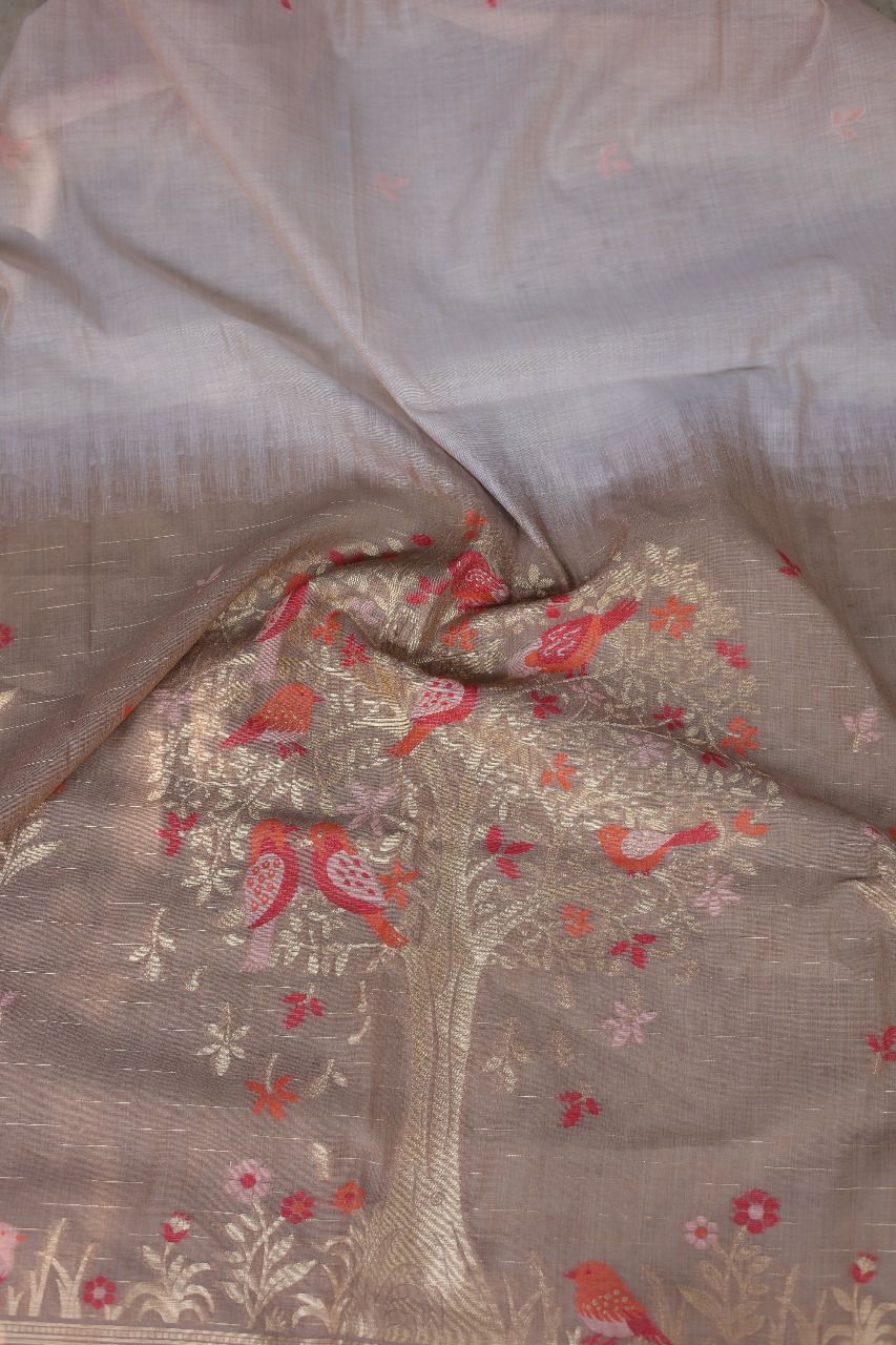 Premium Soft Muga Cotton Colorful Resham Weaving Saree (Product Code: AS-845)