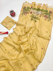 Soft Muga Cotton Pichwai Pallu Saree